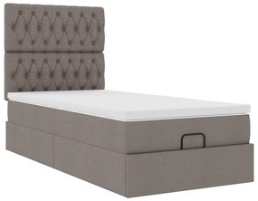 vidaXL Οθωμανικό κρεβάτι με στρώμα Taupe 90x190cm ύφασμα