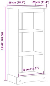 Βιβλιοθήκη Corona 46x29x100 εκ. από Μασίφ Ξύλο Πεύκου - Καφέ