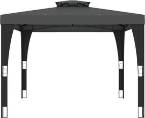 vidaXL Κιόσκι με Διπλή Οροφή Ανθρακί 2,98x2,98 μ. Ατσάλινο
