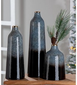 Βάζο ArteLibre Κωνικό Μαύρο/Γκρι Μέταλλο 25cm