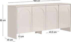 Μπουφές Aurelia Megapap χρώμα κρεμ 180x45x80εκ.