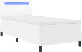 vidaXL Κρεβάτι με ελατήρια με στρώμα Λευκό 90 x 190 cm Τεχνητό δέρμα