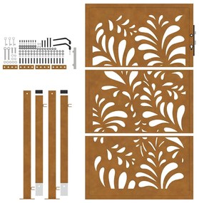 vidaXL Πύλη κήπου 105x155 cm από καιρικό χάλυβα με σχέδιο κύματος