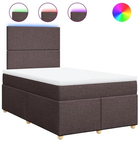 vidaXL Κρεβάτι Boxspring με Στρώμα Σκούρο Καφέ 120x190 εκ Υφασμάτινο