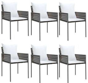 vidaXL Σετ Τραπεζαρίας Κήπου 7 τεμ. Συνθ. Ρατάν / Ατσάλι με Μαξιλάρια