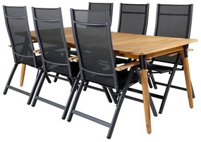 Σετ Τραπέζι και καρέκλες Dallas 3142, Ξύλο, Μέταλλο, Ξύλο, Ύφασμα, Ξύλο: Ακακία | Epipla1.gr