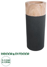 20748 GloboStar® Artificial Garden BELLANO 20748 Επιδαπέδιο Πολυεστερικό Τσιμεντένιο Κασπώ Γλάστρα - Flower Pot Μαύρο με Καφέ Φ36 x Υ90cm