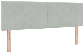 vidaXL LED Υποκολάτζα Σχέδιο Διαμαντιών Ανοιχτό Γκρι 160 εκ Βελούδο