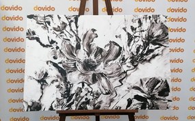 Εικόνα ζωγραφισμένα καλοκαιρινά λουλούδια σε μαύρο & άσπρο - 120x80