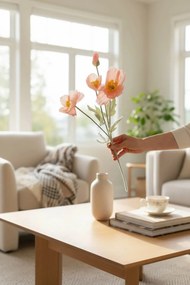 Stewehome Τεχνητό λουλούδι παπαρούνας με 4 κλαδιά και τριχωτή υφή Πολύχρωμο