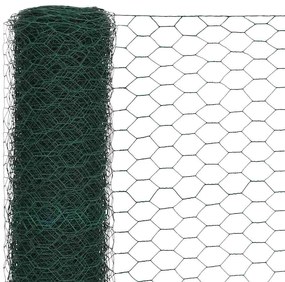 vidaXL Συρματόπλεγμα Εξάγωνο Πράσινο 25x1,2 μ. Ατσάλι με Επικάλυψη PVC