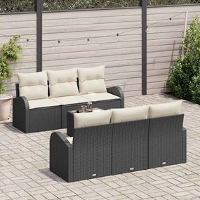 vidaXL Σετ Καναπέ Κήπου με μαξιλάρι 7 pcs Μαύρο, Κρέμα 55 x 55 x 37 εκ