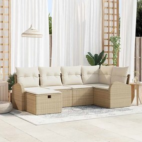 vidaXL Σετ Καναπέ Κήπου 6 pcs μπεζ και κρεμ 234 x 124 x 85 εκ