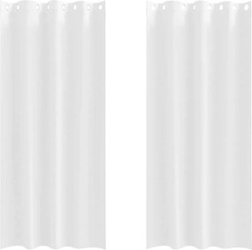 vidaXL Κουρτίνες Μαύρης Ύφανσης με Δαχτυλίδια 2 pcs Καθαρό Λευκό