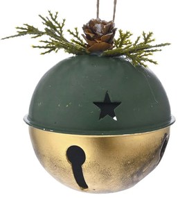 Χριστουγεννιάτικο Στολίδι Κουδούνι 81719 8cm Green-Gold