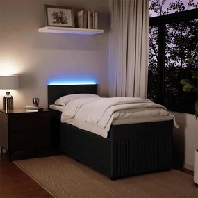 vidaXL Κρεβάτι Boxspring με Στρώμα Μαύρο 80 x 200 εκ. Βελούδινο