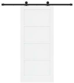 vidaXL Συρόμενη Πόρτα με Σετ Εξαρτημάτων Λευκή 86x198.5 εκ Συμπαγές Ξύλο Πεύκου