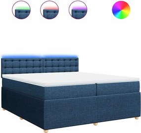 vidaXL Κρεβάτι Boxspring με Στρώμα Μπλε 200x200 εκ. Υφασμάτινο
