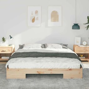 vidaXL Κρεβάτι δαπέδου Καφέ 200 x 200 cm Μασίφ ξύλο πεύκου