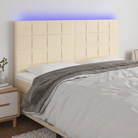 Κεφαλάρι Κρεβατιού LED Κρεμ 160x5x118/128 εκ. Υφασμάτινο 3122435
