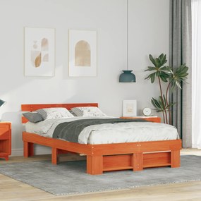 vidaXL Σκελετός Κρεβατιού Καφέ κεριού 140 x 190 cm Μασίφ ξύλο πεύκου