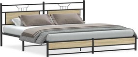 vidaXL Σκελετός Κρεβ. Χωρίς Στρώμα Sonoma Δρυς 193x201 εκ. Μεταλλικό