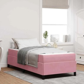 vidaXL Σκελετός Κρεβατιού με στρώμα Ροζ 80 x 200 cm ύφασμα