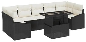 vidaXL Σετ Καναπέ Κήπου 8 pcs Μαύρο και κρεμ 100 x 55 x 73 εκ