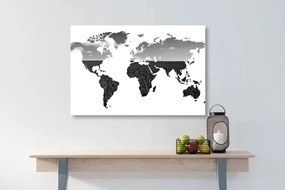 Εικόνα του παγκόσμιου χάρτη σε ασπρόμαυρο - 90x60