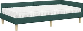 vidaXL Κρεβάτι γωνίας με στρώμα με στρώμα 2 pcs Πράσινο ύφασμα