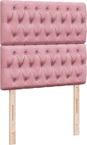 vidaXL Κρεβάτι Boxspring με Στρώμα Ροζ 90x190 εκ. Βελούδινο
