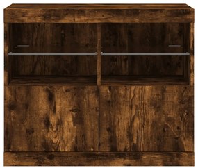 vidaXL Μπουφές με LED Καπνιστή Δρυς 81 x 37 x 67 εκ.