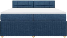 vidaXL Κρεβάτι Boxspring με Στρώμα Μπλε 200x200 εκ. Υφασμάτινο
