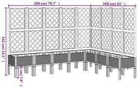 Ζαρντινιέρα Κήπου με Καφασωτό Καφέ 200 x 160 x 142 εκ. από PP - Καφέ