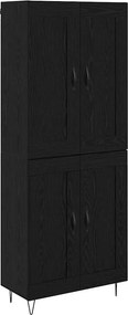 vidaXL Highboard Μαύρη Οξυά 69,5 x 34 x 180 εκ. Επεξεργασμένο Ξύλο