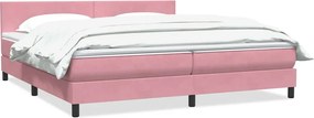 vidaXL Κρεβάτι Boxspring με Στρώμα Ροζ 180x210 εκ. Βελούδινο