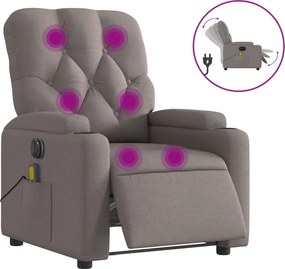 vidaXL Πολυθρόνα Μασάζ Ηλεκτρική Ανακλινόμενη Taupe Υφασμάτινη