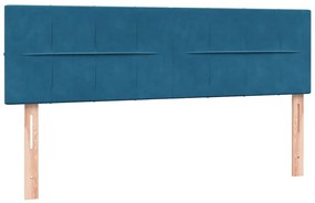 Κρεβάτι Boxspring με Στρώμα Σκούρο Μπλε 160x210 εκ. Βελούδινο - Μπλε