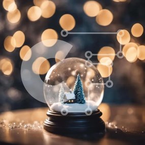 Intra Συλλεκτικό Ξύλινο Παζλ Plywood 4mm - Snow Globe με διακοσμημένο σπίτι και δέντρα Σε Ξύλινο Κουτί - Διαστάσεις: 10x10 cm – 25 κομμάτια