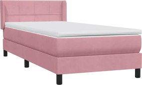 vidaXL Κρεβάτι Boxspring με Στρώμα Ροζ 80x220 εκ. Βελούδινο