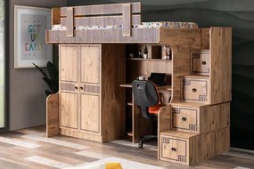 Stewehome Φυσική κουκέτα με 2 πόρτες και γραφείο