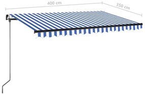 vidaXL Τέντα Συρόμενη Χειροκίνητη Μπλε / Λευκό 400 x 350 εκ.