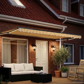 vidaXL Χειροκίνητη αναδιπλούμενη τέντα με LED 5 x 3 m