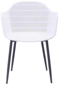 Πολυθρόνα BERRY Μεταλλική Μαύρη/PP-UV Λευκό 58x58x85cm (Σετ 4 ΤΕΜ)