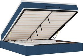 vidaXL Οθωμανικό κρεβάτι με στρώμα μπλε 180x200cm ύφασμα
