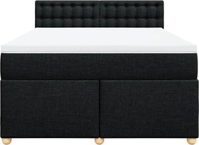 vidaXL Κρεβάτι Boxspring με Στρώμα Μαύρο 160x200 εκ. Υφασμάτινο