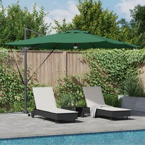 vidaXL Cantilever Roma Parasol με LEDs Πράσινο 286x285x270 cm Αλουμίνιο
