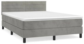 ΚΡΕΒΑΤΙ BOXSPRING ΜΕ ΣΤΡΩΜΑ ΑΝΟΙΧΤΟ ΓΚΡΙ 140X190 ΕΚ. ΒΕΛΟΥΔΙΝΟ 3141359