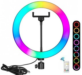 Επαγγελματικό Ring Light Δαχτυλίδι 26cm RGBW με Τηλεχειριστήριο RF LJJ-26