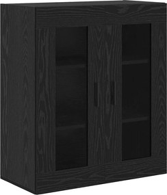 vidaXL Highboard 2 pcs Μαύρη Οξυά Σύνθετο Ξύλο και Γυαλί